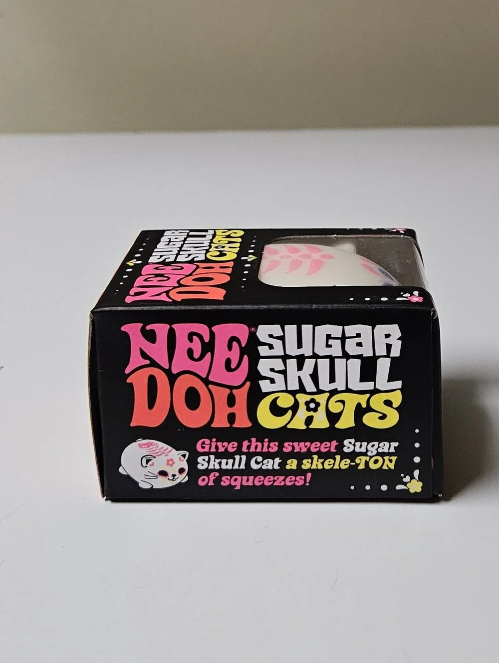 Schylling Needoh Sugar Skull Cat Glow In The Dark Nee Doh Squishy Toy Authentic
